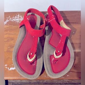 Orange & Tan Sandals Girls Size 3.5Y